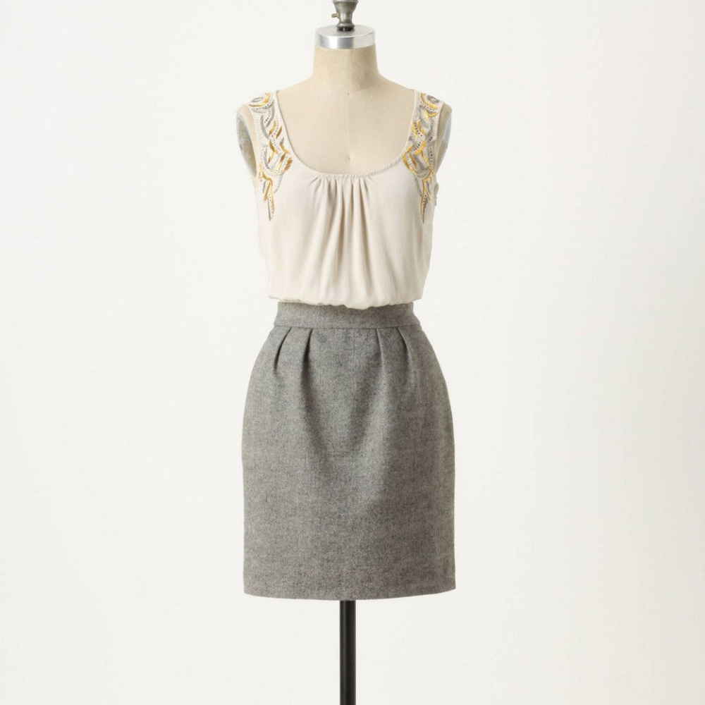 Anthropologie Harbingers Of Fall Dress Silk & Tweed Shift By Tabitha NWT
